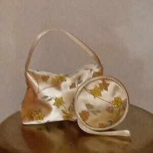 2 Piece Tan Floral Purse
